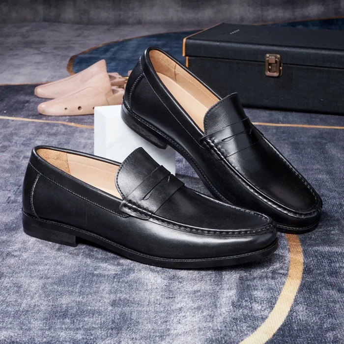 Men’s Dress Genuine Leather Shoes Slip-on Man Shoes Formal Business Casual Ho…